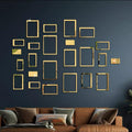 Acrylic Mirror Wall Decorations | Square Shape Elegant Stickers & Decals For Home & Office (8x6 Inches) | 24 Pcs