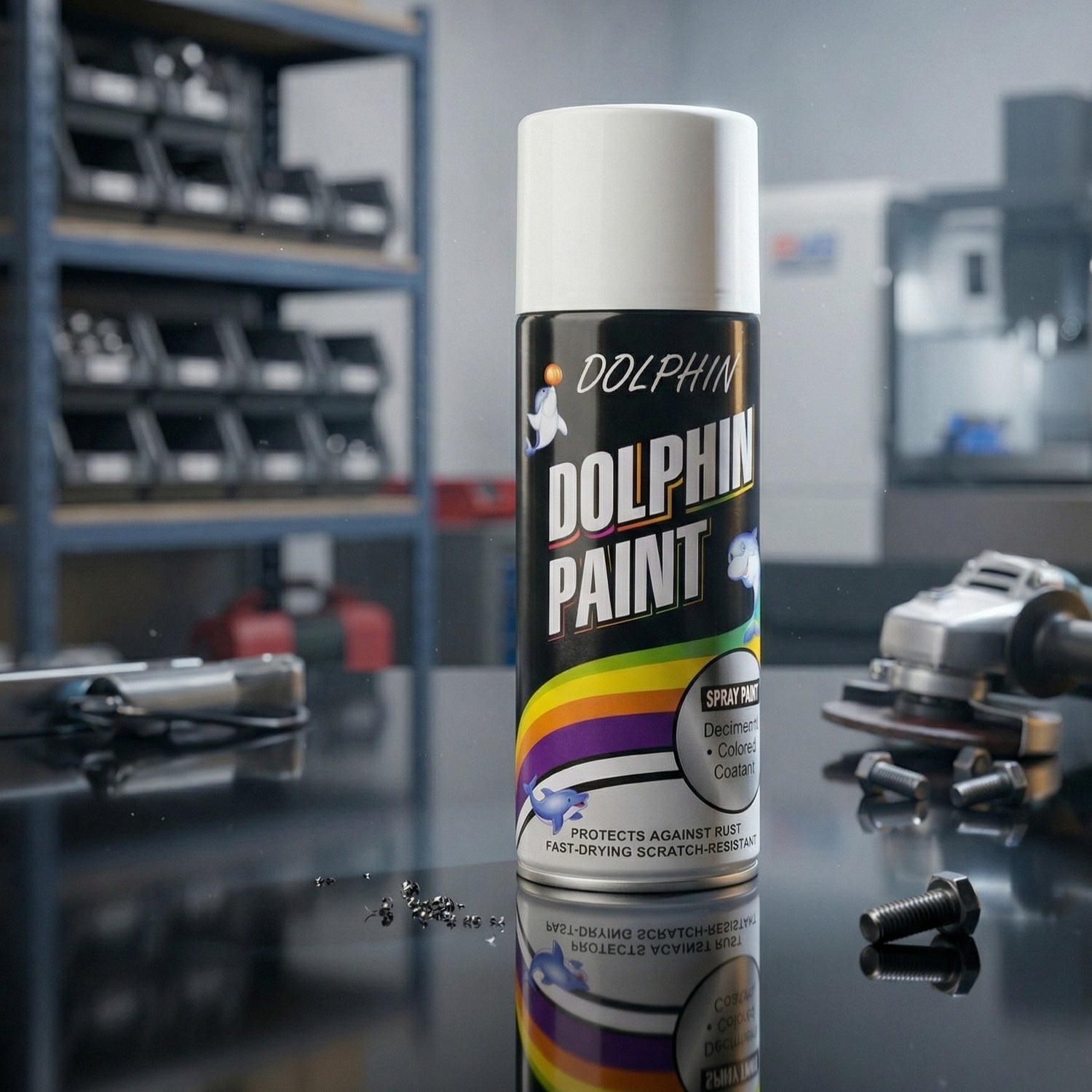 Dolphin Multi-Purpose Spray Paint – Fast-Drying, Anti-Rust & Scratch Resistant – High-Gloss Finish for Metal, Wood, Plastic & Automotive – 300ml