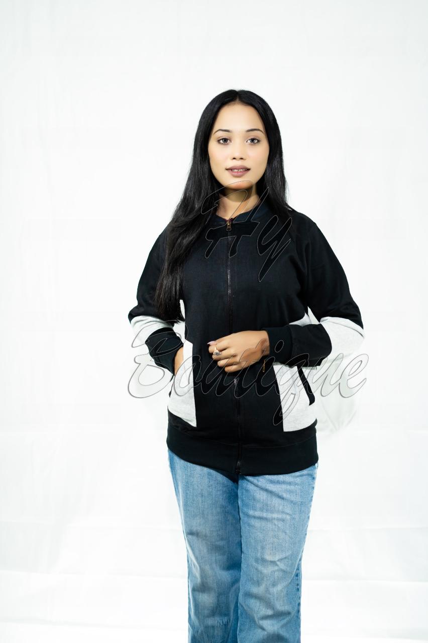 Winter Collection Women’s Black & White Printed Jacket | Stylish & Warm Outerwear | Trendy Winter Fashion for Ladies