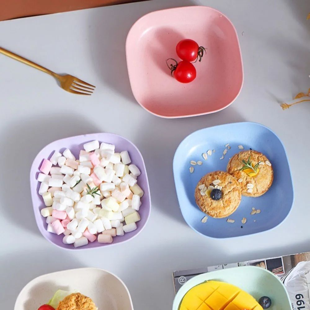 Plate Set Pack of 10 – Plastic Split Bone Dish Plates with Holder (Random Colors)