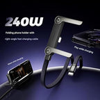 240W Type-C to Type-C Fast Charging Cable with Adjustable Stand – 1.5M PD 3.1 90° Elbow Gaming Cable