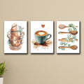 Set of 3 Wall Art Sticky Wooden Canvas Frames for Dining Room and Kitchen Decor / Sticky Photo Tiles