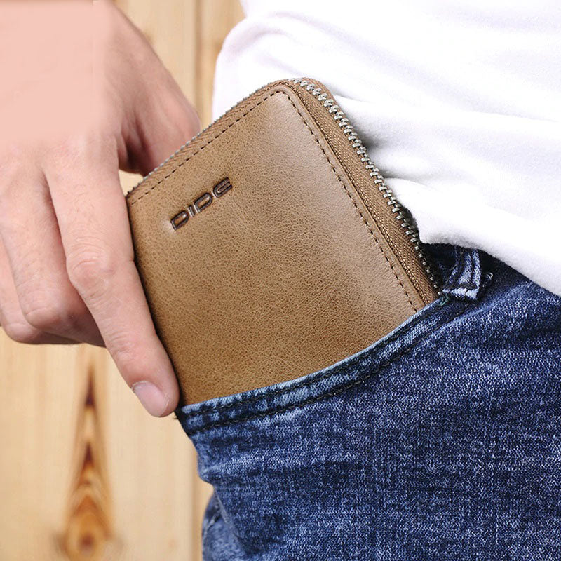 GOL Zip Leather Wallet for Men Compact Wallet with Coin Pocket Card Slots and Secure Closure