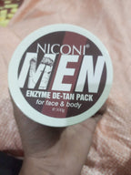 Niconi Men Enzyme De-Tan Pack for Face & Body | Deep Cleansing Tan Removal Formula | 300gram