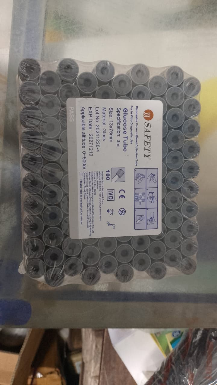 Safety Grey Blood Collection Tube – Glucose Test Tube 3ML, Secure Sample Collection for Laboratory Use