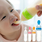 Baby Spoon Feeder | 90ml Silicone Feeding Bottle with Spoon | Infant & Toddler Food Supplement Bottle