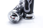 Universal Motorcycle Handlebar Grips 7/8" – Skull Head Flame Rubber Hand Grips (Black/Blue, Black/Red)
