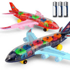 New Trending Transparent Gear Plane Toy – Light Mode, Music, Bump-and-Go Action, 45×46 cm, Battery Operated, for Kids Ages 3 and Up