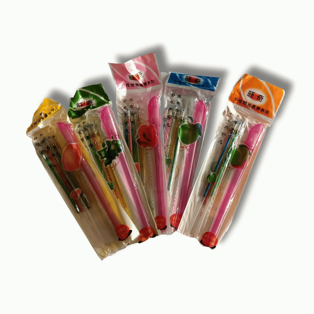 Glitter Gel Pen Refills Set – 5 Multi-Colored Metallic Ink Refills for Smooth Writing &amp; Creative Art