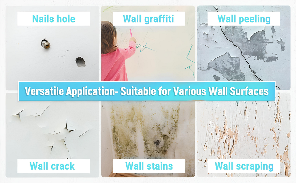 Wall Repair Paste 200gm – White Waterproof Crack Filler With Scraper, Wall Putty &amp; Hole Mending Agent for Damaged Walls and Joints