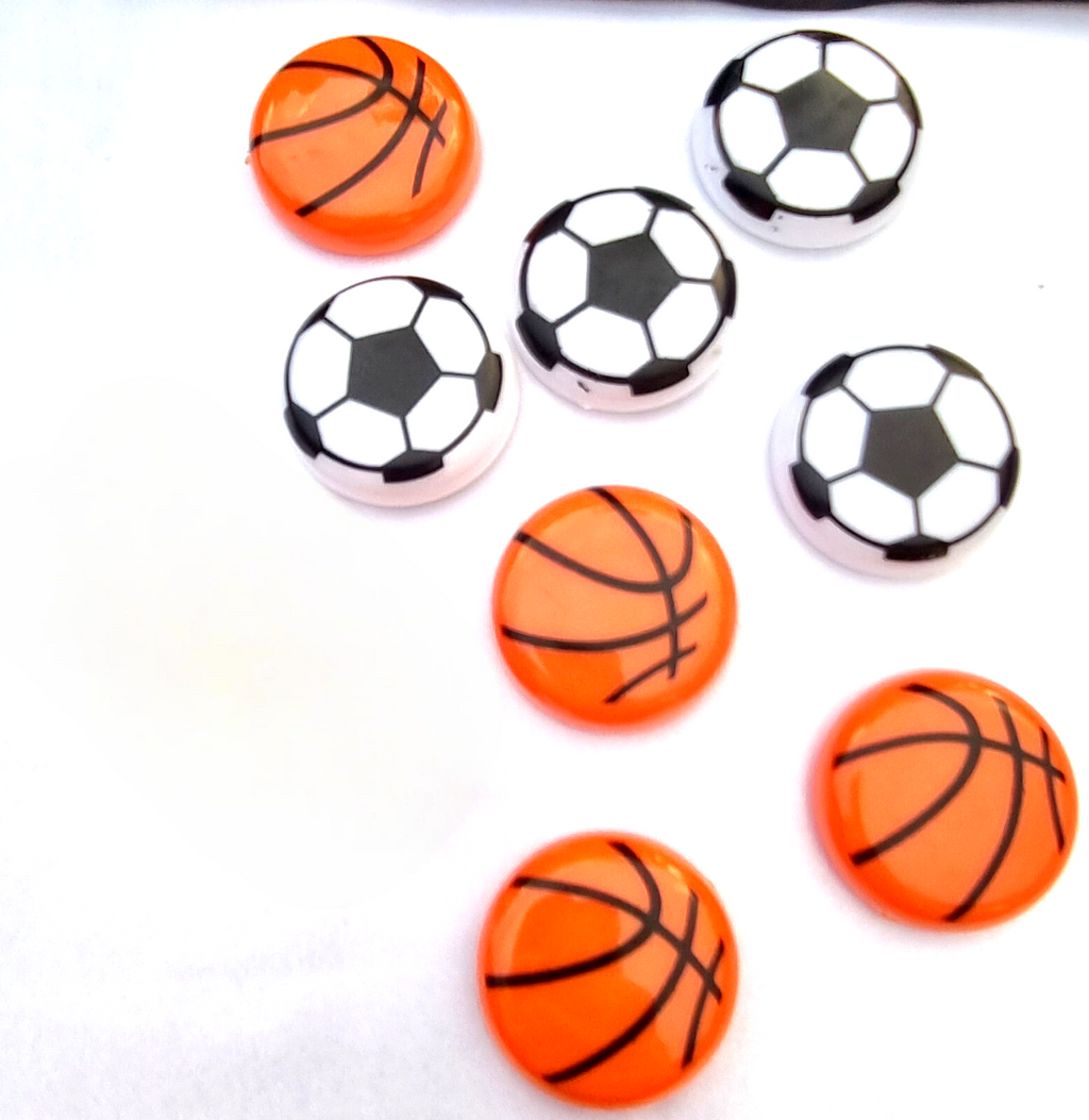 Basketball &amp; Football Refrigerator Magnets – Set of 10 Durable Sports-Themed Decorative Magnets (1.5 x 1.5 Inches)