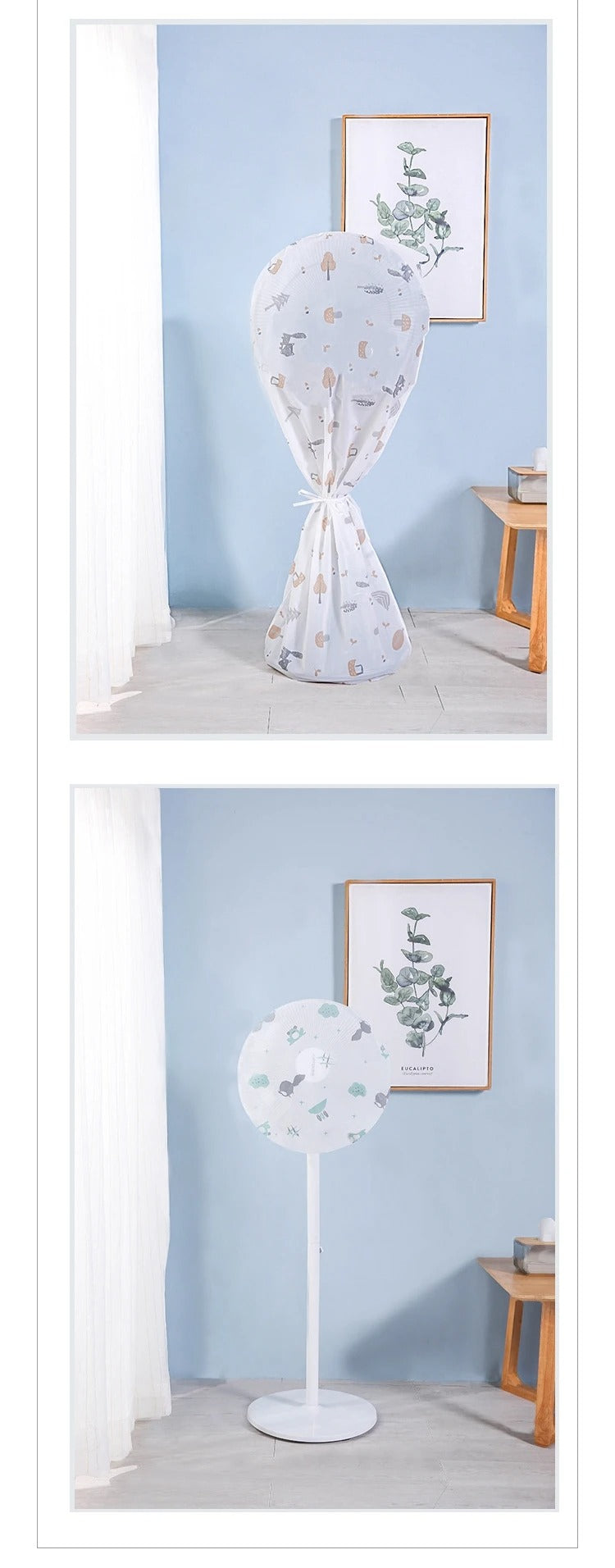 Decorative Fan Cover with Colorful Pattern Design – Dust Protection &amp; Stylish Room Accent