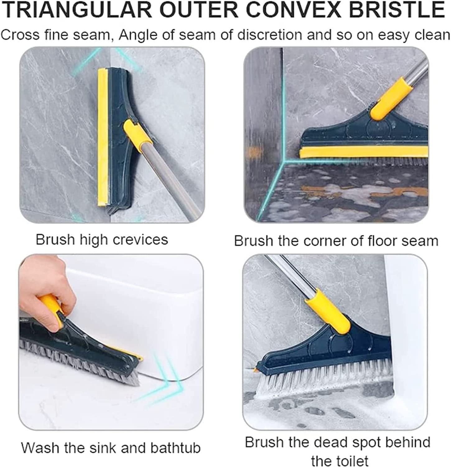 2 In 1 Floor Cleaning Brush Bathroom Tile Windows Floor Cleaning Brush With 120° Rotatable Head – Multipurpose Bathroom Floor Cleaning Brush – Floor Brush Scrubber | Floor Cleaning Brush