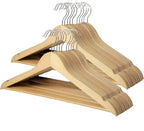 Premium Wooden Hangers – Pack of 20 Durable Slim Hangers with Pants Bar – Smooth Finish for Closet Organization (Brown &amp; Light Wood) (With Box)