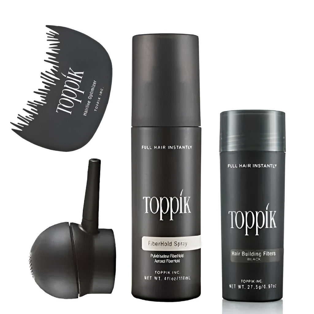 Toppik Hair Building Fiber ( 27.5g ) Pack of 4 Complete Kit – Toppik Hair Fiber +  Applicator + Holding Spray + Comb