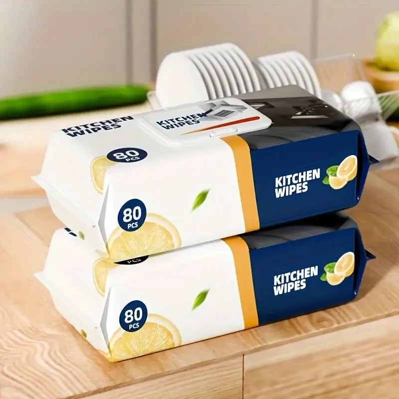 Kitchen Wipes – Pack of 80 Pieces, Multipurpose Cleaning Wipes for Home and Kitchen Use -Soft and durable material for effective cleaning