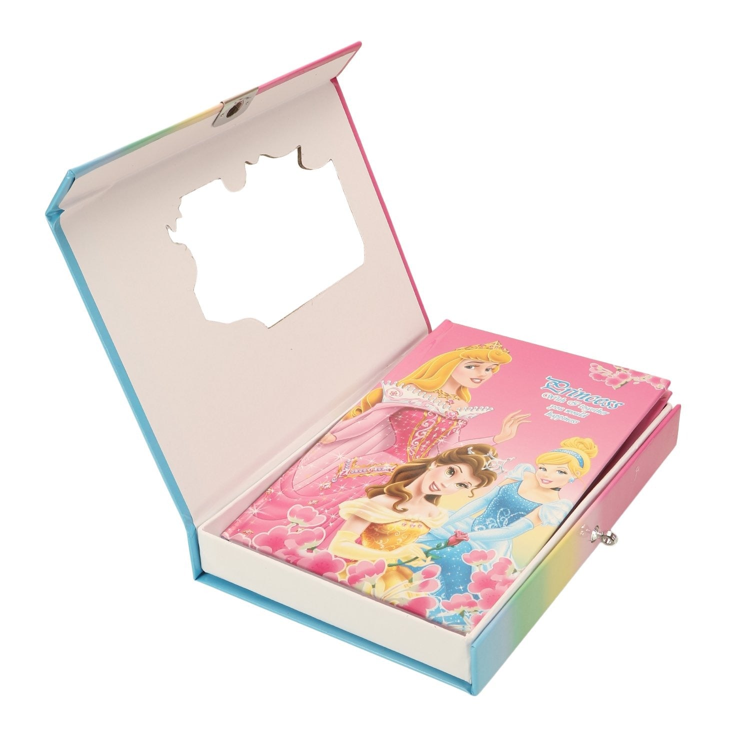 Princess, Frozen &amp; Sofia Cover Fancy Lock Spiral Binding Diary – Medium Size with Box – 40 Pages (22 x 16 cm)
