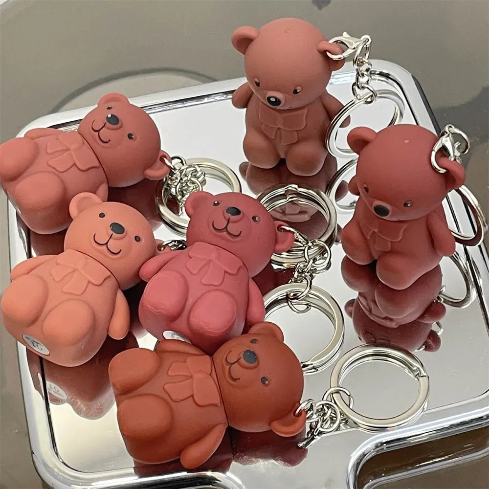 Teddy Bear Keychain Style Lip Gloss – Cute &amp; Portable, Multicolor Shades (Pack of 2 / Pack of 3 / Pack of 6)
