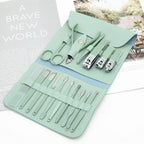 16-Piece Manicure &amp; Pedicure Kit – Premium Stainless Steel Nail Care Set for Hand, Foot &amp; Facial Grooming | Travel-Friendly Case Included | 16 Pcs Nail Care Set | Beauty Essentials Set ( Random Color )