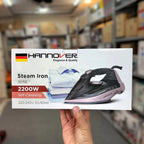 Hannover Steam Iron – 2200W German Lot | Ceramic Soleplate, Vertical &amp; Burst Steam, Self-Cleaning, Adjustable Temperature Control