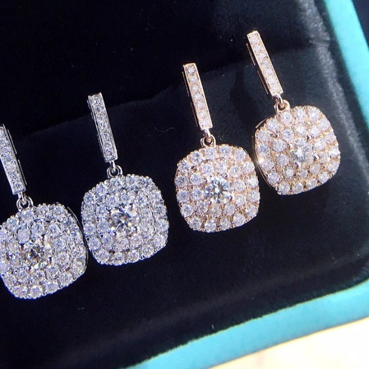 PJT-990 beautifull Sparkling Korean Zircon Earrings – Chic &amp; Timeless Design Available In Golden And Silver Color