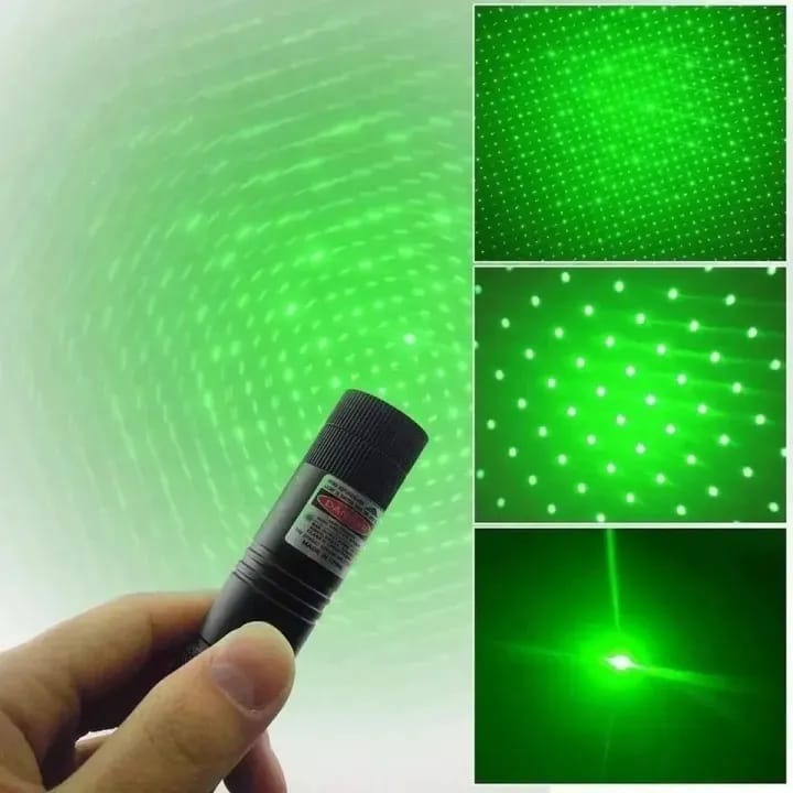 Special Edition High-Power 303 Green Laser Pointer with Adjustable Focus, 8 Designs &amp; Shapes, 5km Range – Rechargeable Battery, Charger &amp; Safety Lock