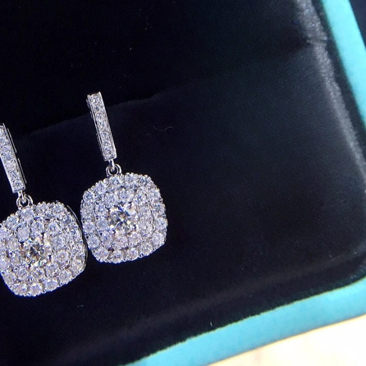 PJT-990 beautifull Sparkling Korean Zircon Earrings – Chic &amp; Timeless Design Available In Golden And Silver Color