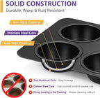 6-Cup Muffin Pan – Non-Stick Carbon Steel Cupcake Baking Tray | Heavy Duty Standard Bakeware for Muffins, Cakes, Mini Pies &amp; More