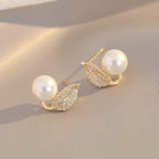Leaf Pearl Earrings - Classy and Feminine Jewelry for Daily &amp; Party Wear - Studs For Girls And Womens