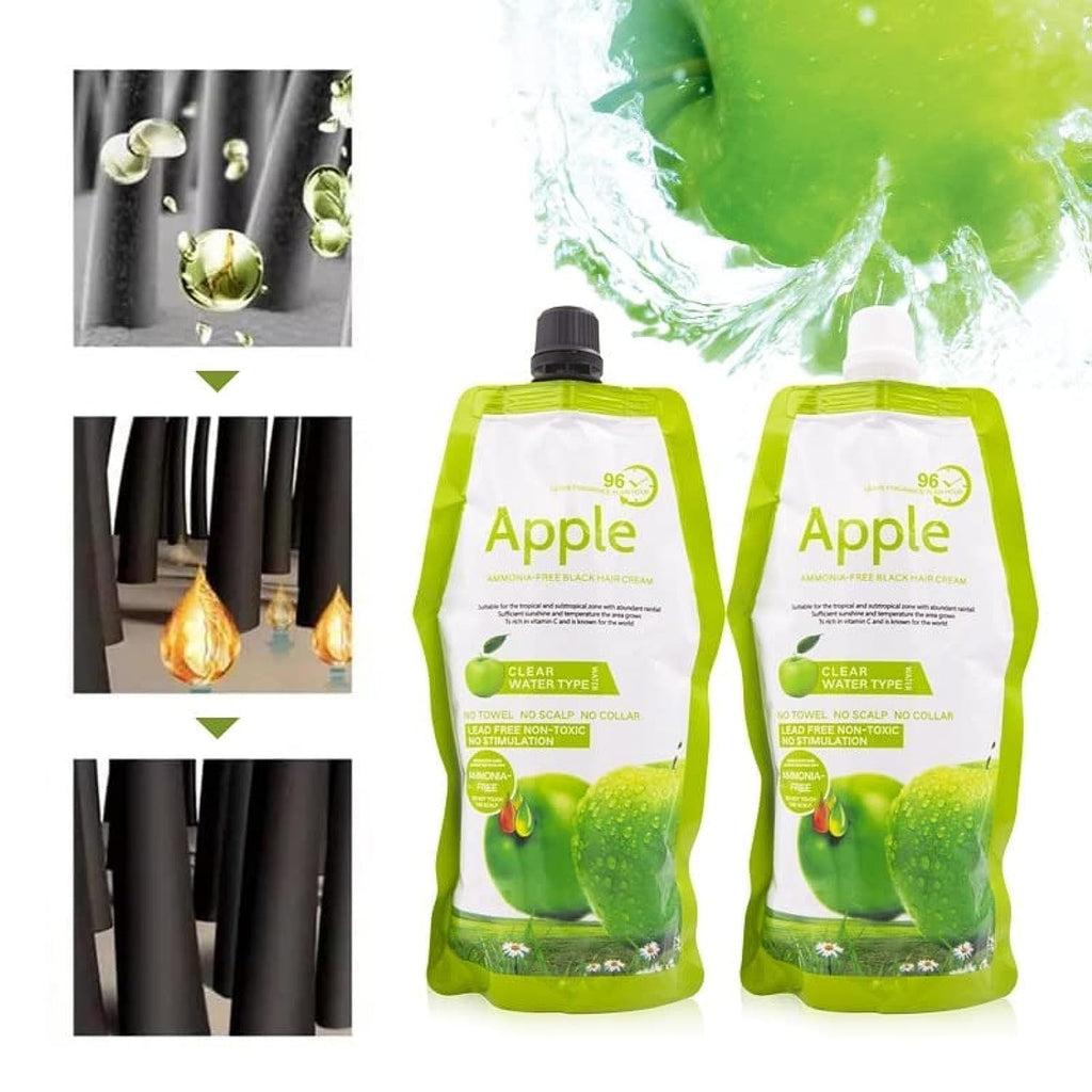 Apple Hair Color 500 ml Ammonia-Free Black Hair Color Cream – Natural-Looking Coverage with Nourishing Formula (Copy)