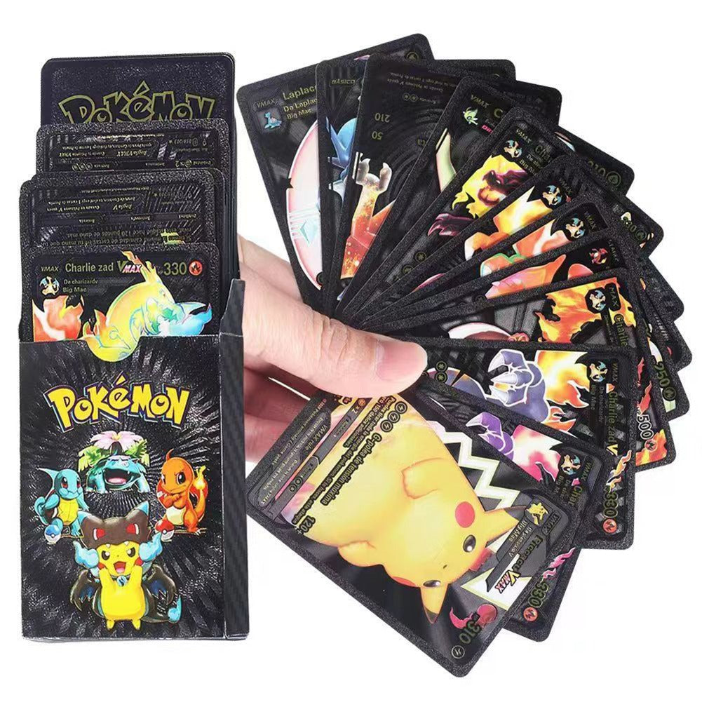 Pokemon Metal Cards Collection Box – 55 Cards per Pack | 3D Pokemon Trading Cards | Durable Metal Cards | Gold, Black &amp; Silver Color Options | Premium Collector’s Edition Gift Set