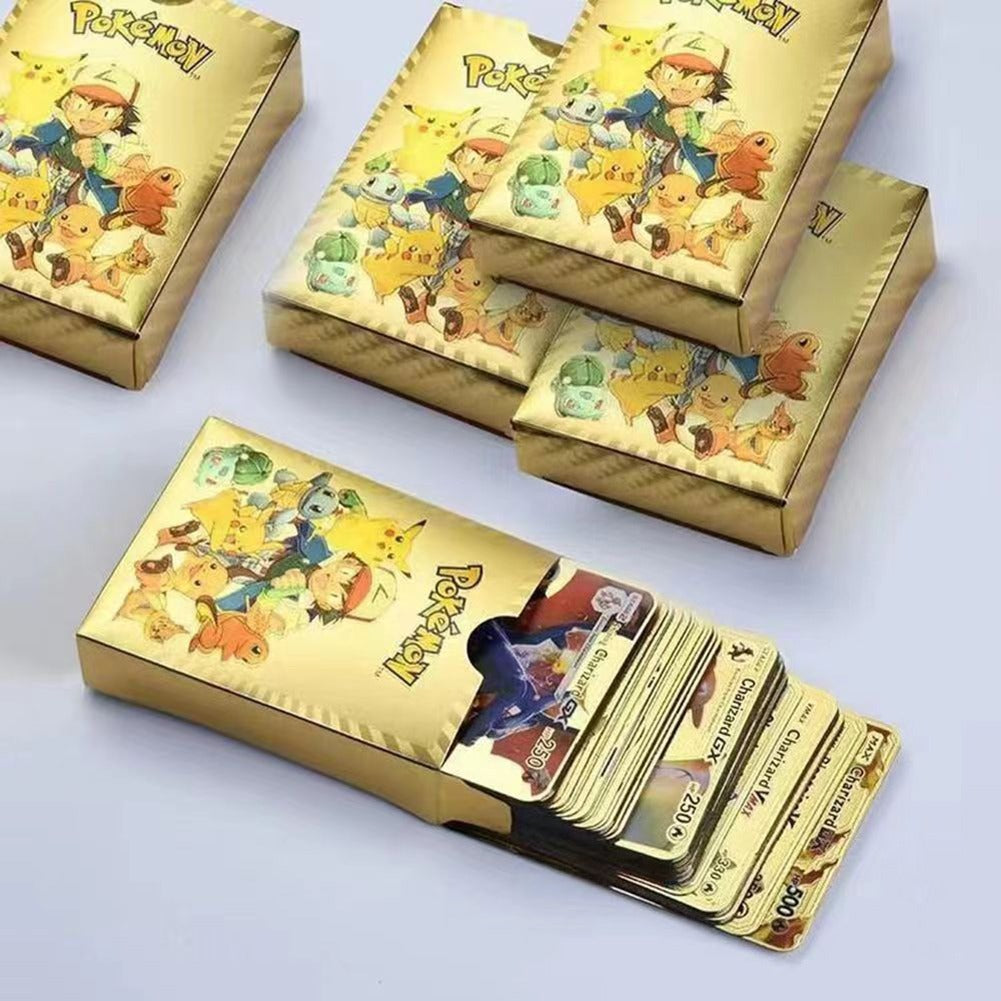 Pokemon Metal Cards Collection Box – 55 Cards per Pack | 3D Pokemon Trading Cards | Durable Metal Cards | Gold, Black &amp; Silver Color Options | Premium Collector’s Edition Gift Set