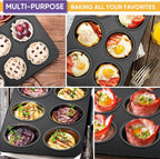 6-Cup Muffin Pan – Non-Stick Carbon Steel Cupcake Baking Tray | Heavy Duty Standard Bakeware for Muffins, Cakes, Mini Pies &amp; More