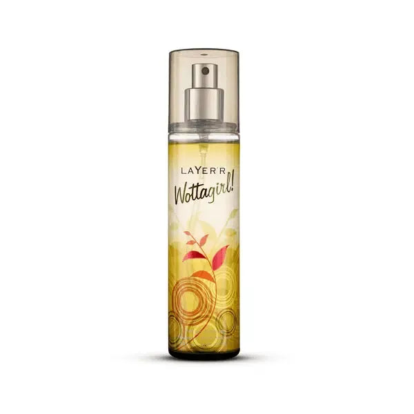 Layer’r Wottagirl Fresh Citrus Body Splash for Women – Long-Lasting Fruity Fragrance with Apple, Grapefruit &amp; Amber – 135 ml, Skin-Friendly Mist – Made in India