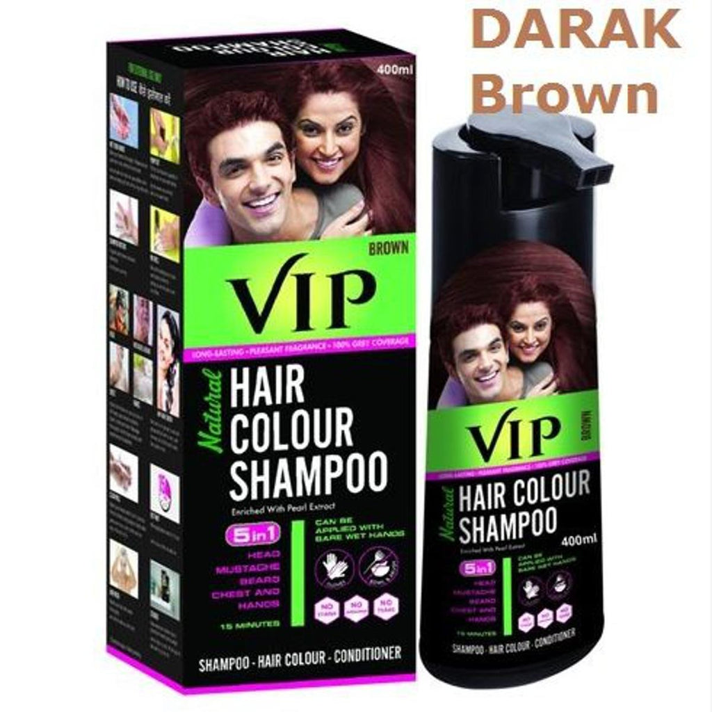 5-in-1 Hair Colour Shampoo Brown – Natural Ammonia-Free Hair Dye for Hair, Beard, Moustache &amp; Body Hair (180ml)
