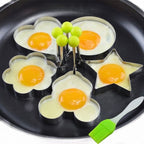 4PCs Stainless Steel Egg Ring Mold Set – Fun Shaped Fried Egg &amp; Pancake Moulds (Star, Heart, Flower, Circle) for Creative Cooking