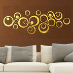 24 pcs Acrylic Mirror 3D Wall Stickers Living Room Personalized Interior Decoration