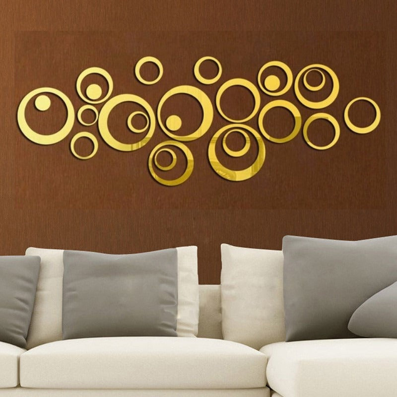 24 pcs Acrylic Mirror 3D Wall Stickers Living Room Personalized Interior Decoration