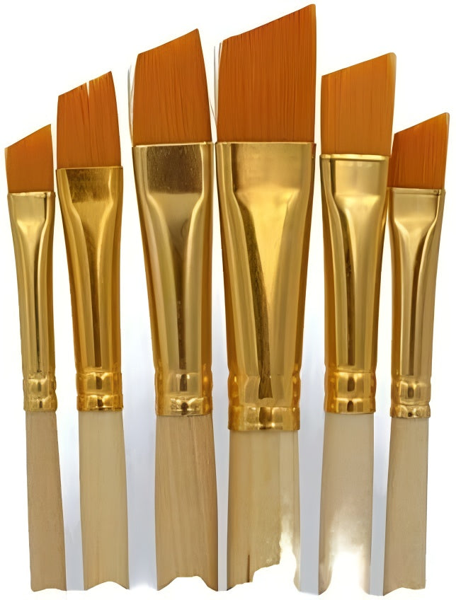 Pack of 6 Professional Angular Brush Set for Artists – Wooden Handle &amp; Ultra-Soft Tapered Bristles | Multi-Purpose Brushes for Painting, Designing, Calligraphy &amp; Craft | Ideal for Acrylic, Oil &amp; Watercolors