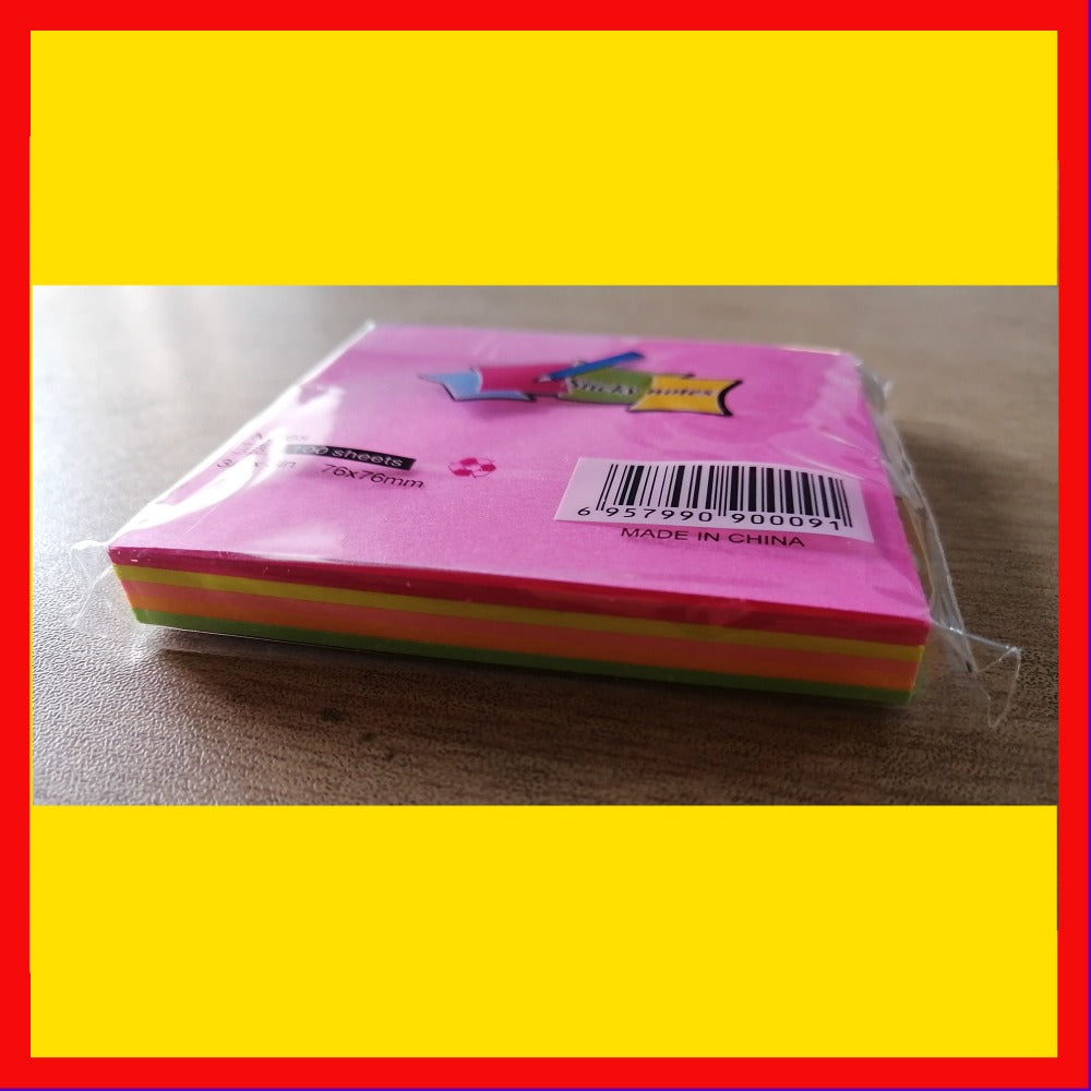 3x3 Inches Sticky Notes Pack – 100 Sheets Per Pad, Strong Adhesive Backing, Easy to Write On, Peel-Off Convenience, Perfect for Home, Office, and School Use (Random Color)