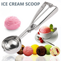 Premium Stainless Steel Ice Cream Scoop – Heavy Duty Metal Scooper Spoon, Dishwasher Safe, Ergonomic Handle for Frozen Yogurt, Gelato, Sundaes &amp; More – Medium, Silver
