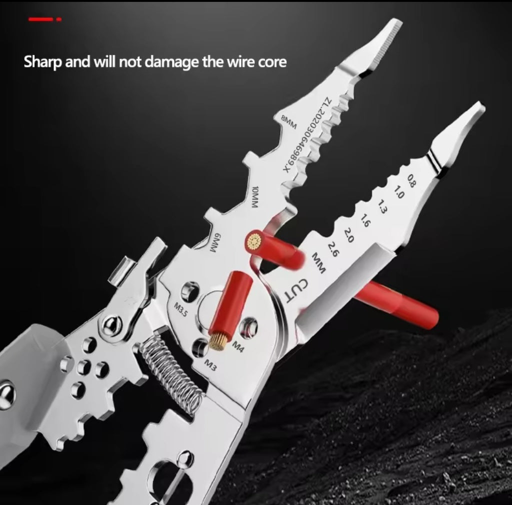 Multi-Function Wire Stripper and Cutter – 10-in-1 Electrical Tool with Wire Cutting, Stripping, Crimping &amp; Screw Functions
