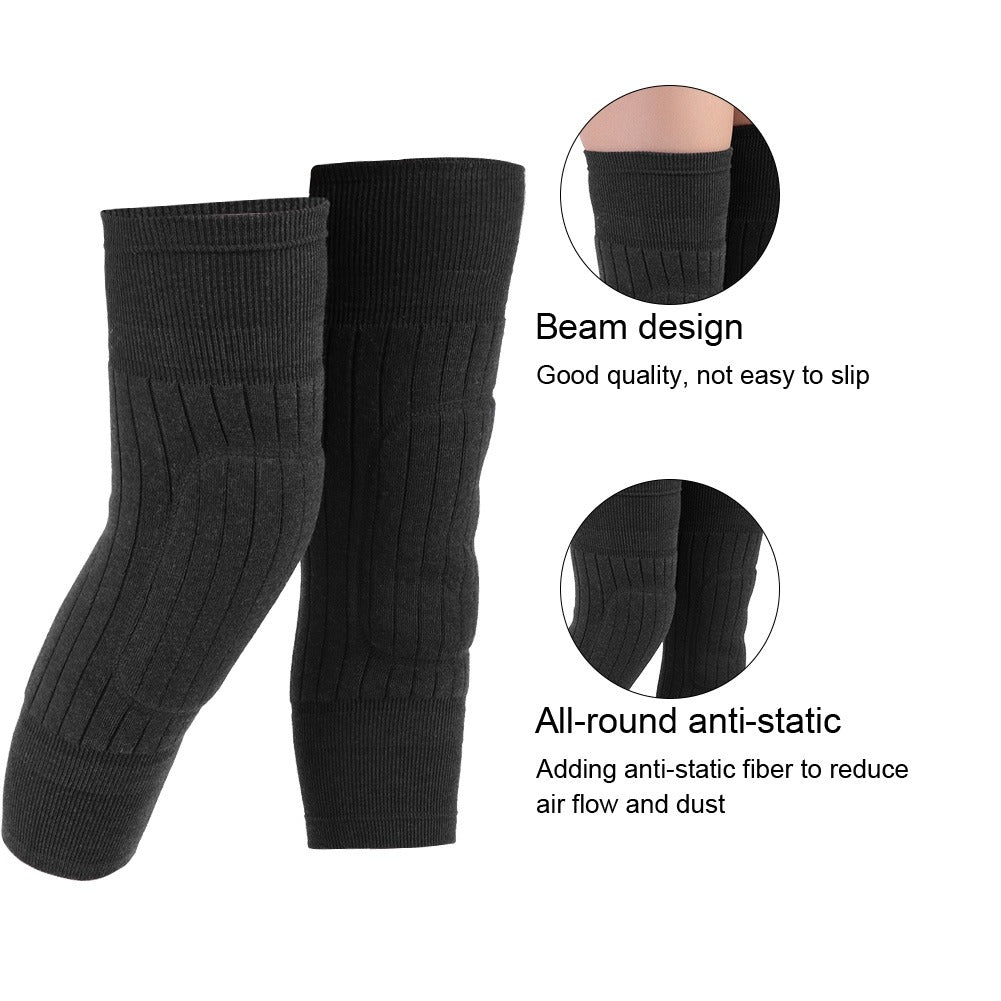 Unisex Wool Knee Length Leg Warmers – Plain Black, Comfortable &amp; Stylish Winter Wear, Easy to Wear - Without Belt (1 Pair)