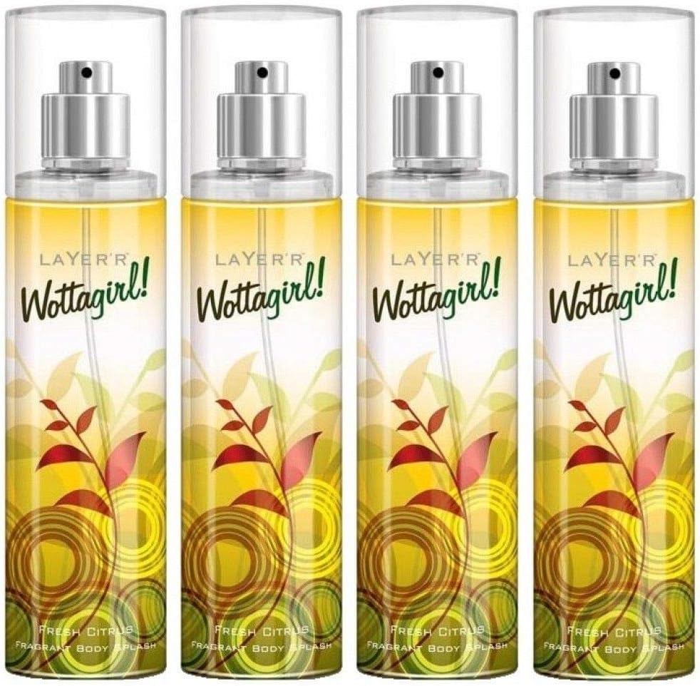 Layer’r Wottagirl Fresh Citrus Body Splash for Women – Long-Lasting Fruity Fragrance with Apple, Grapefruit &amp; Amber – 135 ml, Skin-Friendly Mist – Made in India