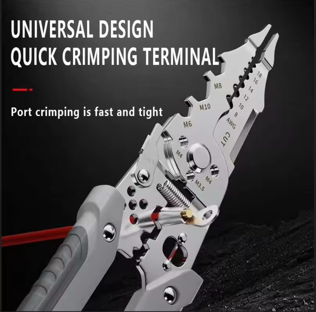 Multi-Function Wire Stripper and Cutter – 10-in-1 Electrical Tool with Wire Cutting, Stripping, Crimping &amp; Screw Functions