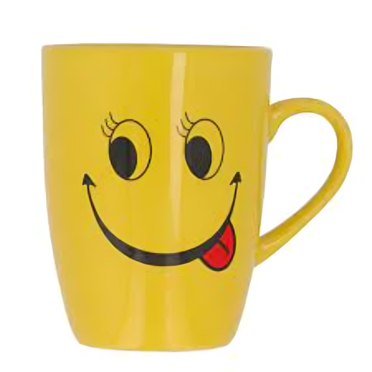 Smart and Cute Emoji Ceramic Smiley Cup with Spoon – Stylish Tea and Coffee Mug, Perfect Gift for Birthday, Celebration, and Decoration (Random Designs)