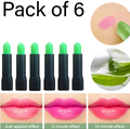 Pack Of 6 Pcs Green Color Changing Lipstick Set – Creamy Moisturizing Magic Lip Balm, Long-Lasting Hydrating Lipstick with Temperature-Sensitive Shade Shifting to Pink – Soft &amp; Smooth Lip Care Makeup Kit