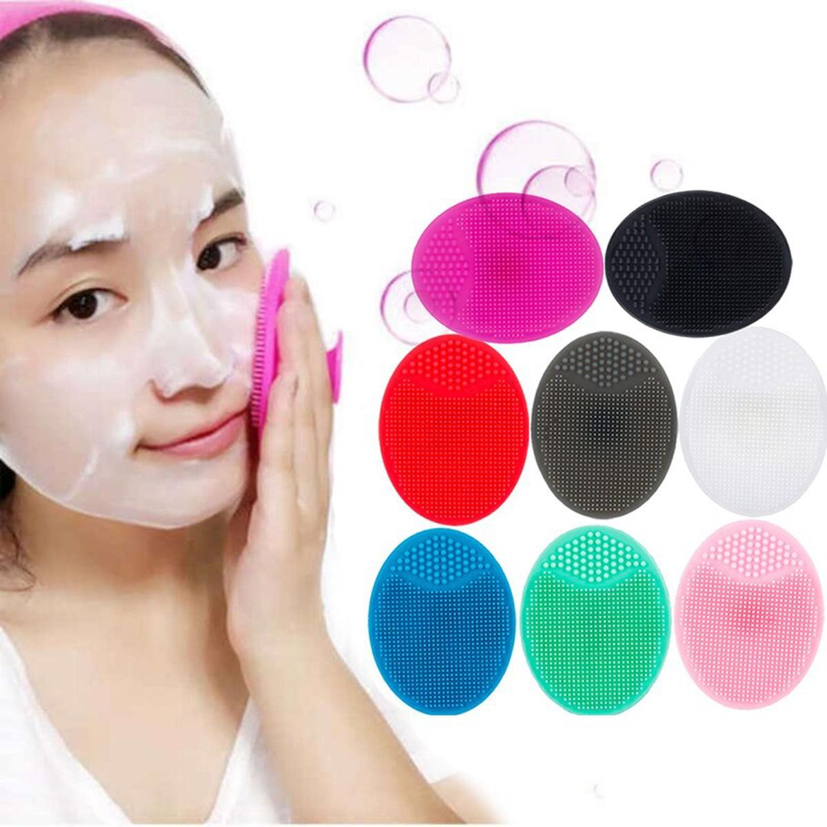 Soft Silicone Face Cleansing Brush Pad – Gentle Facial Washing &amp; Exfoliating Massage Tool for Deep Pore Cleansing | Blackhead Removal &amp; Skin Care | Soft Silicone Face Massager - (Random Colors)