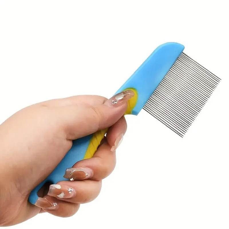 100% Stainless Steel Needles Anti Lice Comb – Ergonomic Handle, Safe Rounded Tips, Reusable &amp; Clinically Proven for Men &amp; Women (Random color)