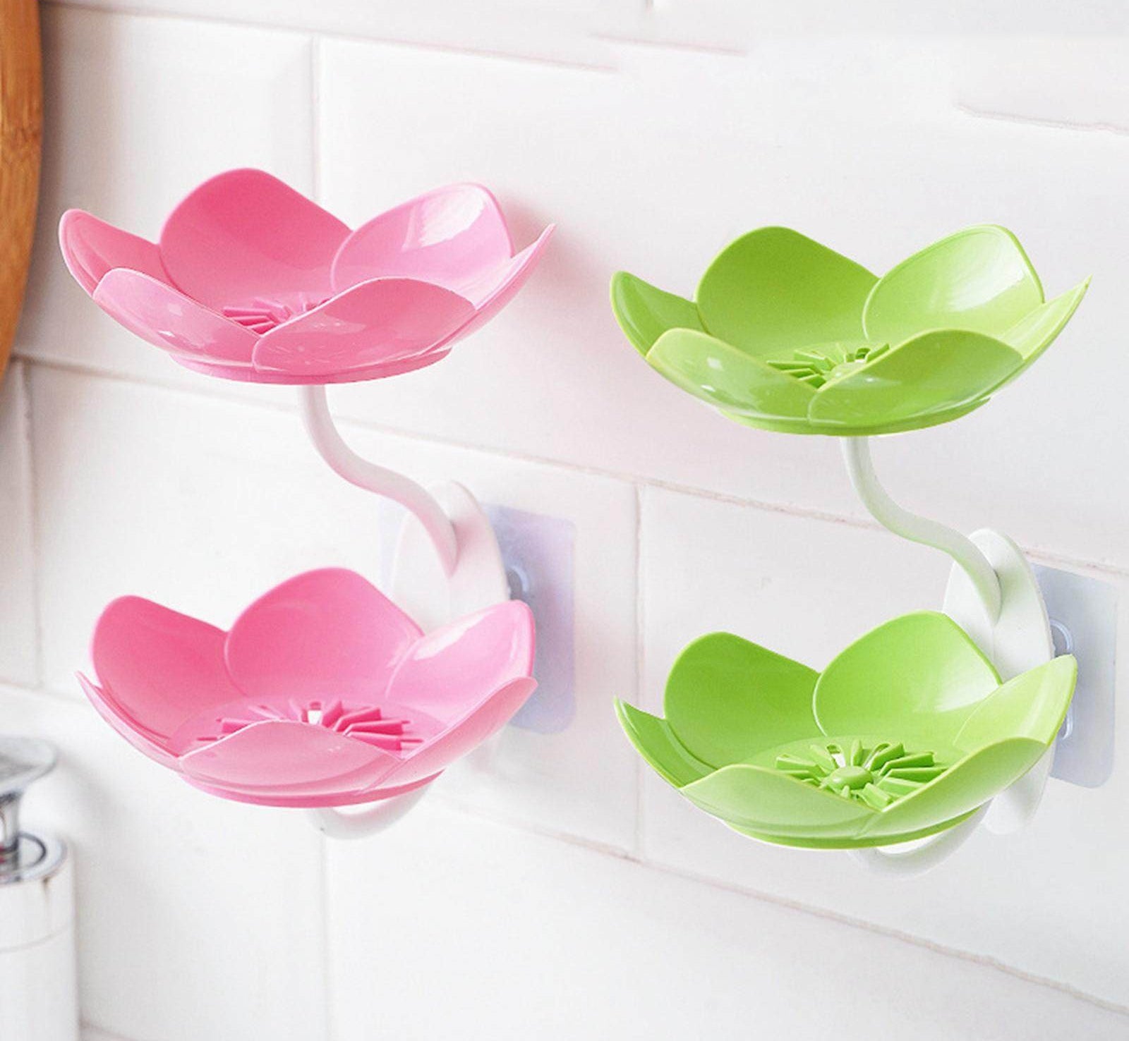 Lotus Flower Wall-Mounted Soap Holder – Self-Draining Bathroom &amp; Kitchen Organizer